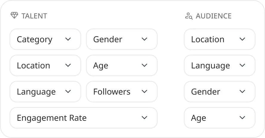 Advanced influencer search filters